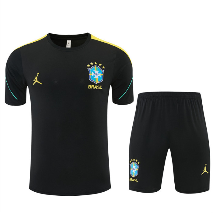 26/27 Brazil Black & Yellow Short Sleeve+Soccer Shorts