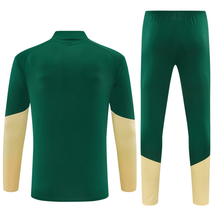 26/27 Real Madrid Green & Cream  Half Zipper Jacket Tracksuit + Long Pants