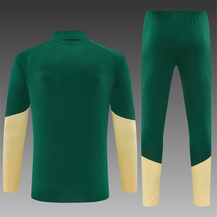 26/27 Real Madrid Green & Cream  Half Zipper Jacket Tracksuit + Long Pants