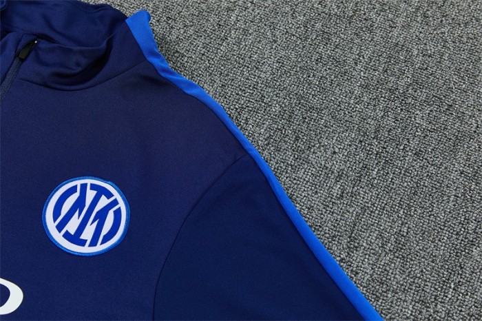 26/27 Inter Milan Dark Navy Blue Half Zipper Jacket Tracksuit + Long Pants