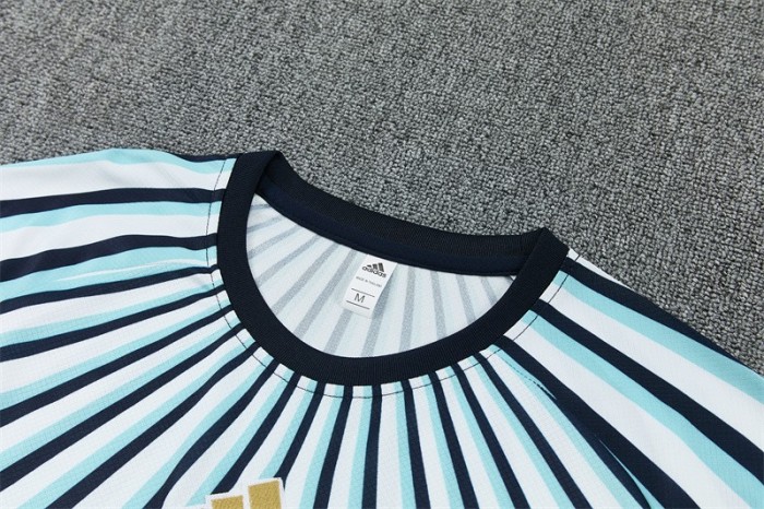 26/27 Argentina White & Light Blue Radial Stripe Short Sleeve+Soccer Shorts