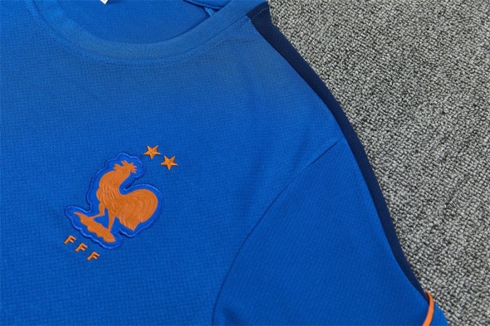 26/27 France Blue & Orange Short Sleeve+Soccer Shorts