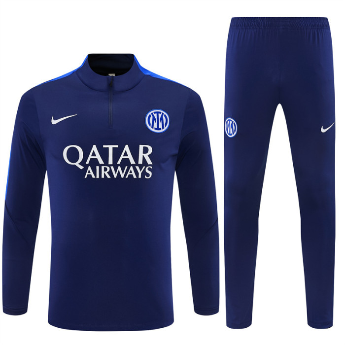 26/27 Inter Milan Dark Navy Blue Half Zipper Jacket Tracksuit + Long Pants
