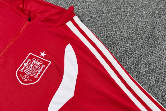 26/27 Spain Red Half Zipper Jacket Tracksuit + Long Pants