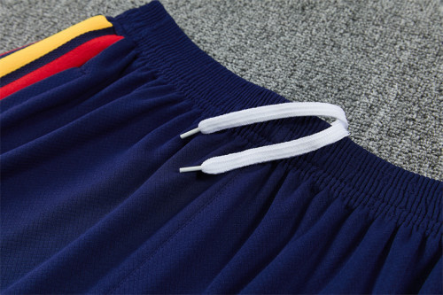 26/27 Spain Navy Blue Multi-Color Diagonal Stripe Short Sleeve+Soccer Shorts