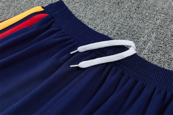 26/27 Spain Navy Blue Multi-Color Diagonal Stripe Short Sleeve+Soccer Shorts