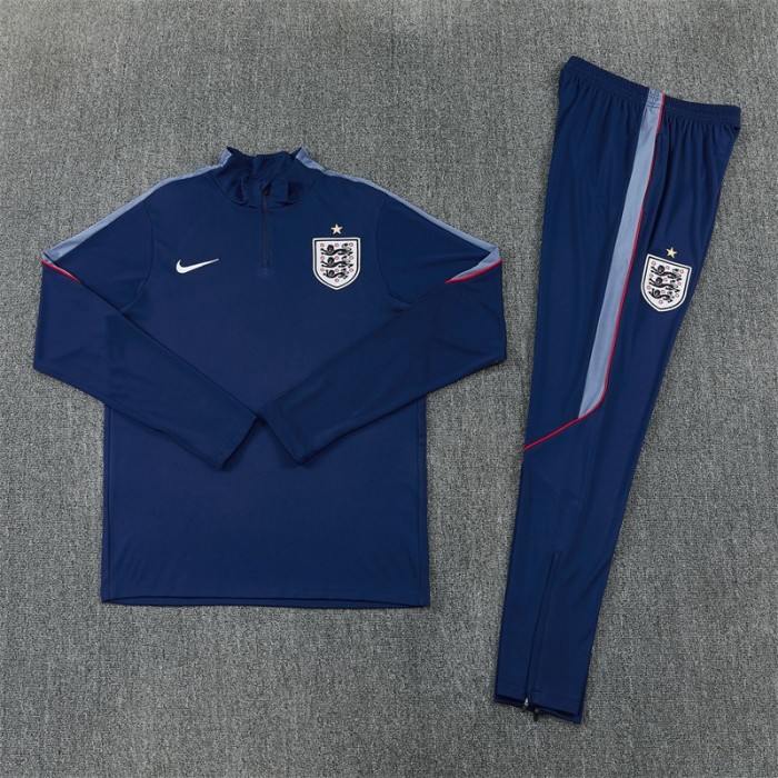 26/27 England Navy Blue  Half Zipper Jacket Tracksuit + Long Pants (Nike)