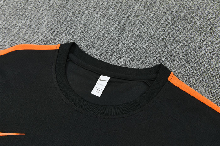 26/27 Netherlands Black & Orange  Short Sleeve+Soccer Shorts