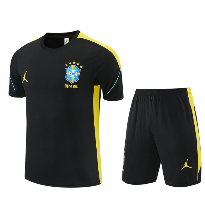 26/27 Brazil Black & Yellow Short Sleeve+Soccer Shorts