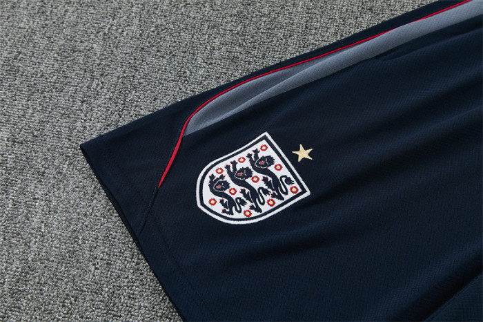 26/27 England Grey Short Sleeve+ Navy Blue Soccer Shorts