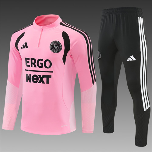 26/27 Inter Miami CF Pink  Half Zipper Jacket Tracksuit + Black Long Pants