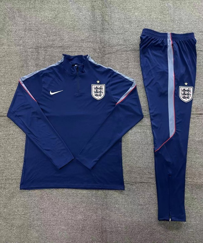 26/27 Kids England Navy Blue  Half Zipper Jacket Tracksuit + Long Pants (Nike)