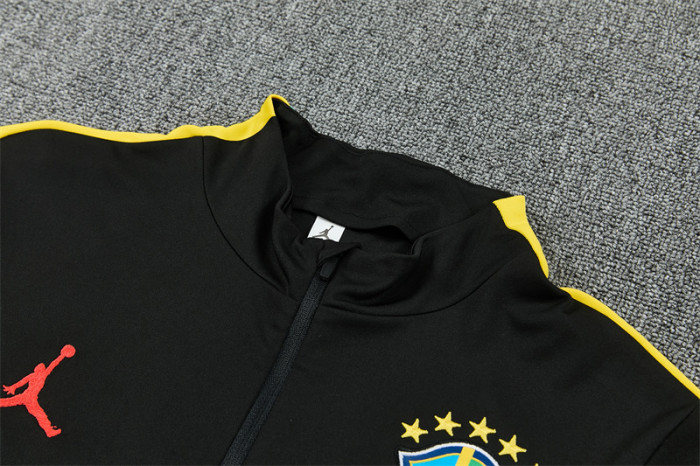 26/27 Brazil Black & Yellow Half Zipper Jacket Tracksuit + Long Pants