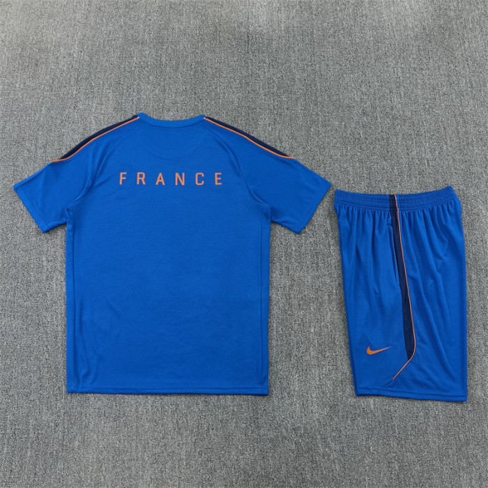26/27 France Blue & Orange Short Sleeve+Soccer Shorts