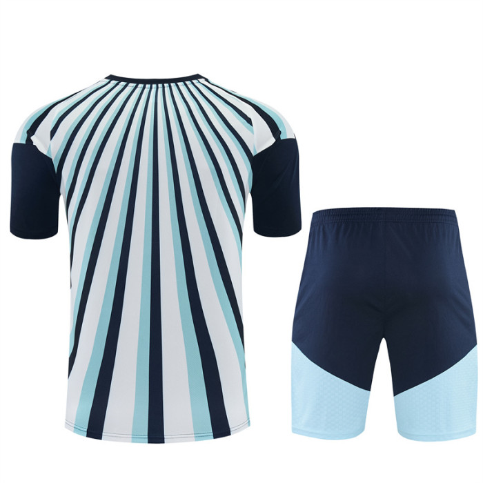 26/27 Argentina White & Light Blue Radial Stripe Short Sleeve+Soccer Shorts
