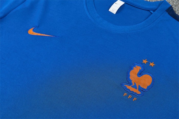 26/27 France Blue & Orange Short Sleeve+Soccer Shorts