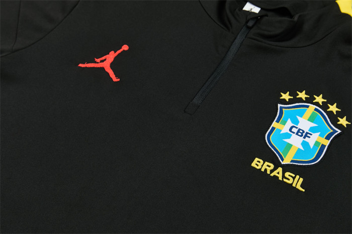 26/27 Brazil Black & Yellow Half Zipper Jacket Tracksuit + Long Pants
