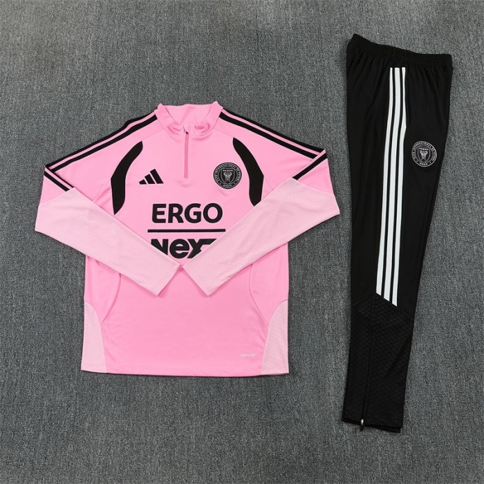 26/27 Inter Miami CF Pink  Half Zipper Jacket Tracksuit + Black Long Pants