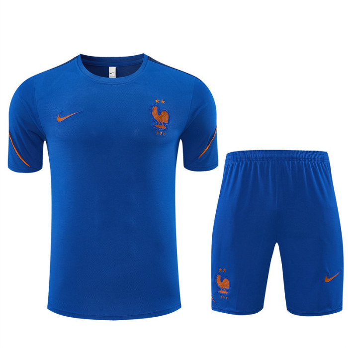 26/27 France Blue & Orange Short Sleeve+Soccer Shorts
