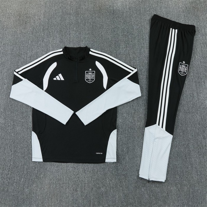 26/27 Spain Black & White Half Zipper Jacket Tracksuit + Long Pants