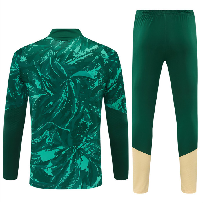 26/27 Real Madrid Dark Green Camouflage  Half Zipper Jacket Tracksuit + Long Pants (Adidas)