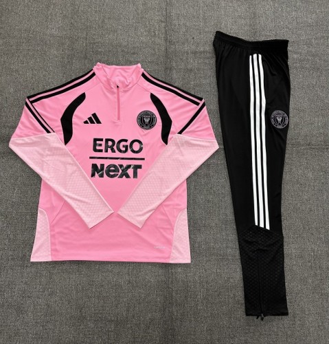 26/27 Kids Inter Miami CF Pink  Half Zipper Jacket Tracksuit + Black Long Pants