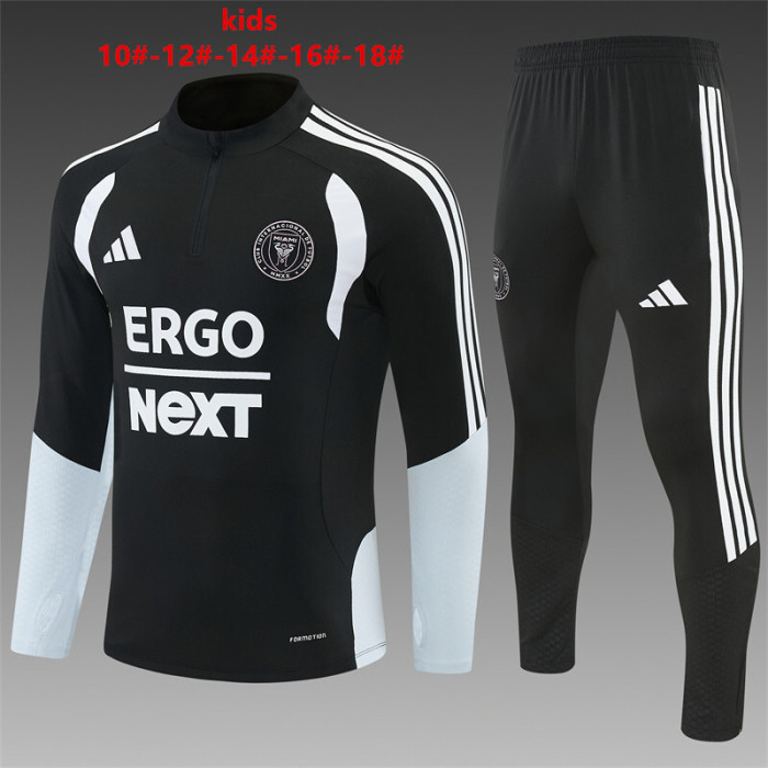 26/27 Kids Inter Miami CF Black & White Half Zipper Jacket Tracksuit + Long Pants