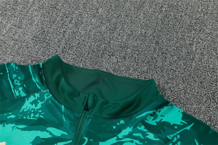26/27 Real Madrid Dark Green Camouflage  Half Zipper Jacket Tracksuit + Long Pants (Adidas)