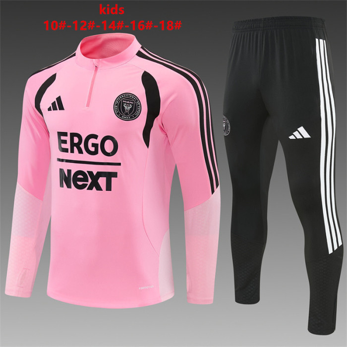 26/27 Kids Inter Miami CF Pink  Half Zipper Jacket Tracksuit + Black Long Pants
