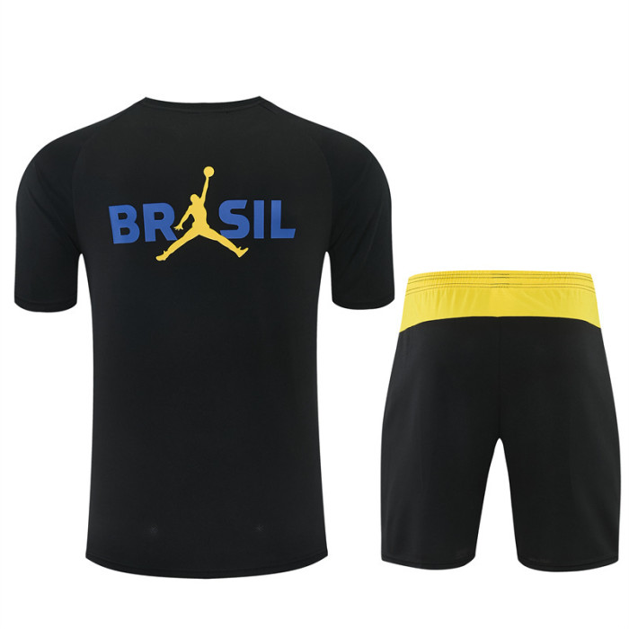 26/27 Brazil Black & Yellow Short Sleeve+Soccer Shorts