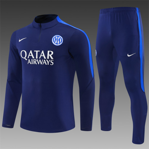 26/27 Inter Milan Dark Navy Blue Half Zipper Jacket Tracksuit + Long Pants