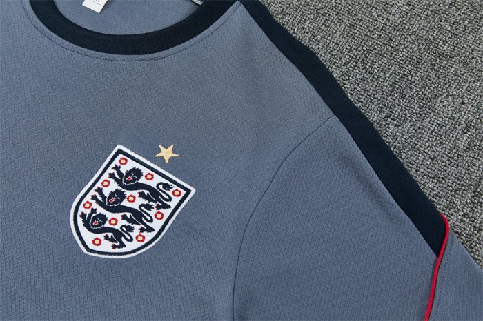 26/27 England Grey Short Sleeve+ Navy Blue Soccer Shorts