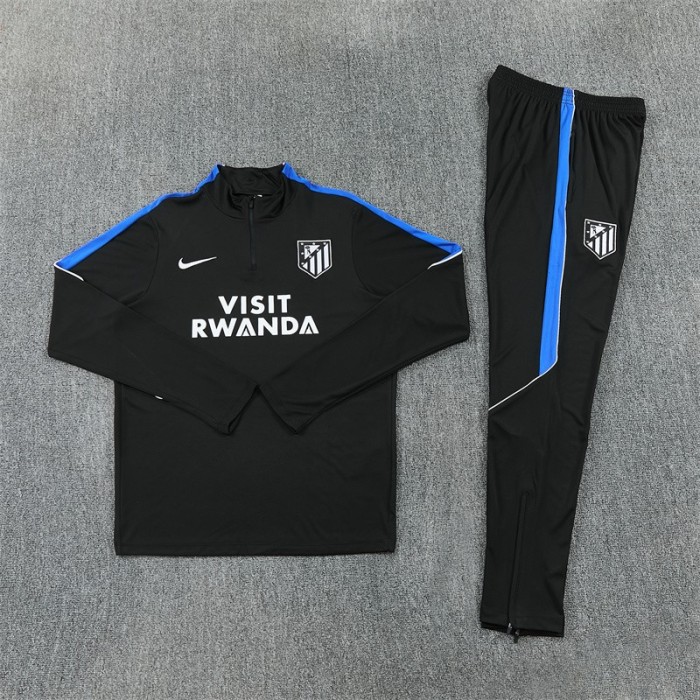 26/27 Atletico Madrid Black Half Zipper Jacket Tracksuit + Long Pants