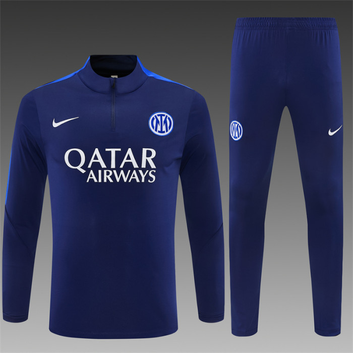 26/27 Inter Milan Dark Navy Blue Half Zipper Jacket Tracksuit + Long Pants
