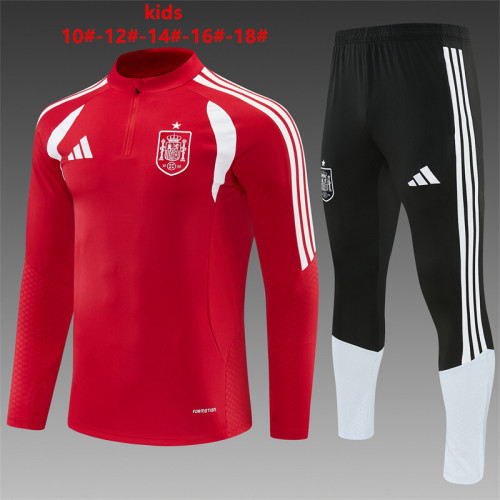 26/27 Kids Spain Red Half Zipper Jacket Tracksuit + Long Pants