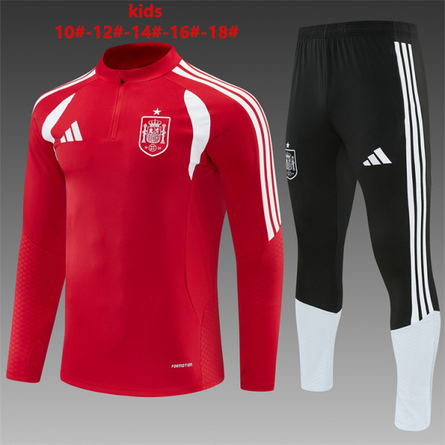 26/27 Kids Spain Red Half Zipper Jacket Tracksuit + Long Pants