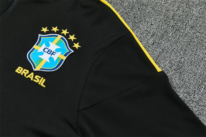 26/27 Brazil Black & Yellow Half Zipper Jacket Tracksuit + Long Pants
