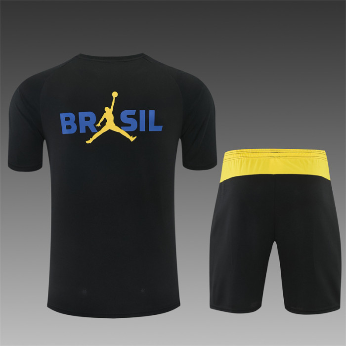26/27 Brazil Black & Yellow Short Sleeve+Soccer Shorts