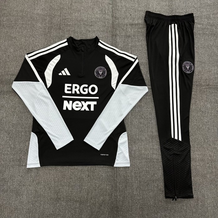 26/27 Kids Inter Miami CF Black & White Half Zipper Jacket Tracksuit + Long Pants