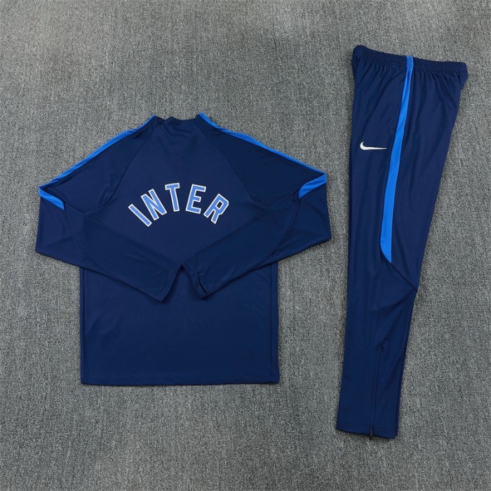 26/27 Inter Milan Dark Navy Blue Half Zipper Jacket Tracksuit + Long Pants