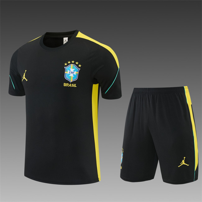 26/27 Brazil Black & Yellow Short Sleeve+Soccer Shorts