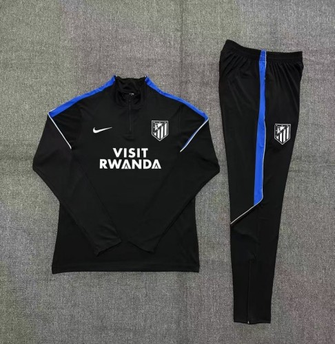 26/27 Kids Atletico Madrid Black Half Zipper Jacket Tracksuit + Long Pants