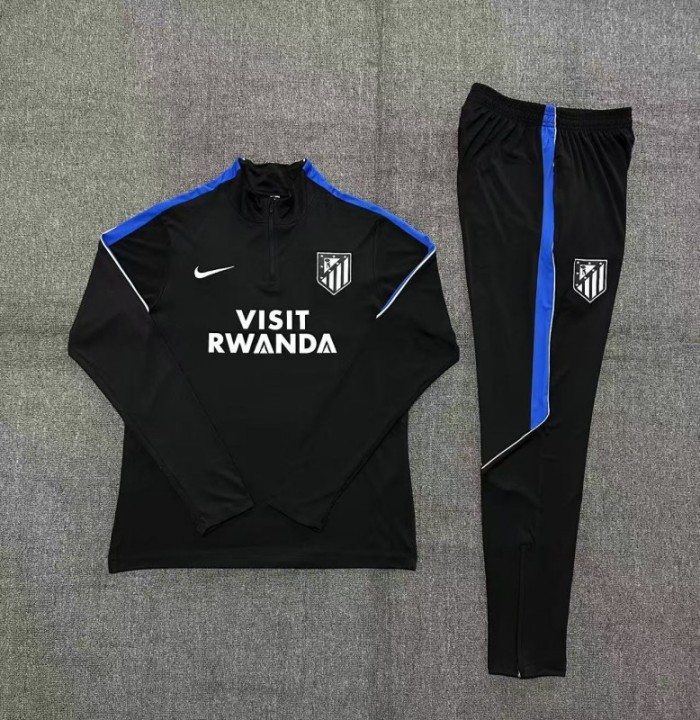 26/27 Kids Atletico Madrid Black Half Zipper Jacket Tracksuit + Long Pants