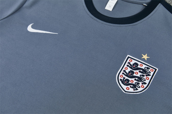 26/27 England Grey Short Sleeve+ Navy Blue Soccer Shorts