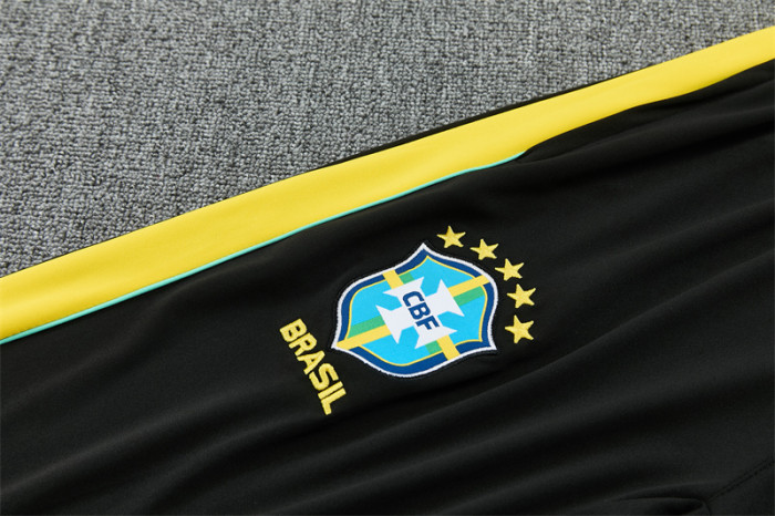 26/27 Brazil Black & Yellow Half Zipper Jacket Tracksuit + Long Pants