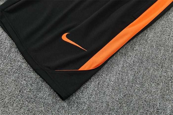 26/27 Netherlands Black & Orange  Short Sleeve+Soccer Shorts