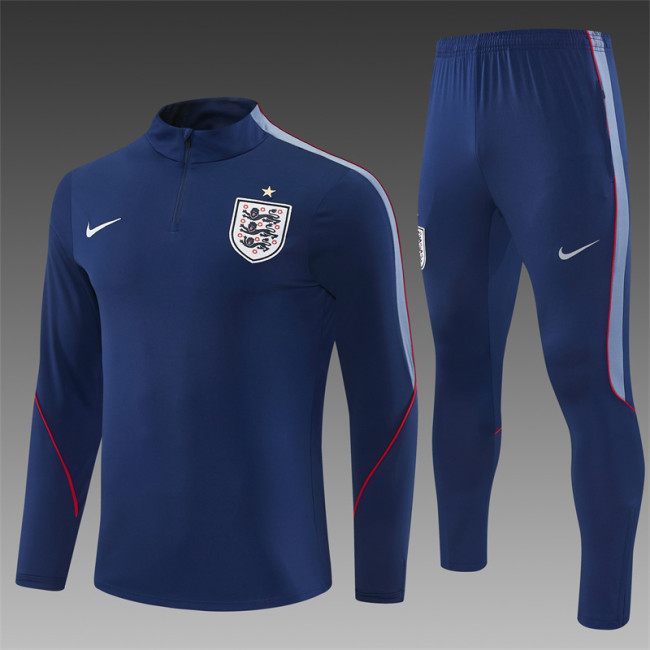 26/27 England Navy Blue  Half Zipper Jacket Tracksuit + Long Pants (Nike)