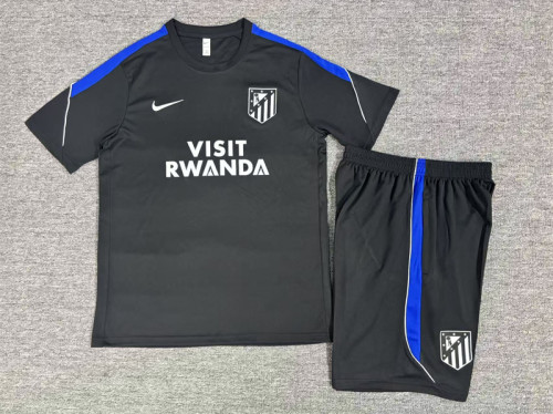 26/27 Kids  Atletico Madrid Black Short Sleeve+Soccer Shorts