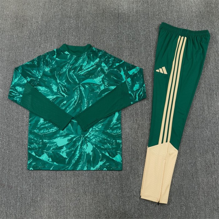 26/27 Real Madrid Dark Green Camouflage  Half Zipper Jacket Tracksuit + Long Pants (Adidas)