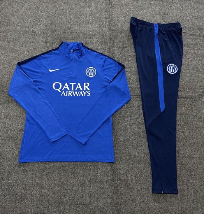 26/27 Kids  Inter Milan Royal Blue Half  Zipper Jacket Tracksuit + Long Pants (Nike)